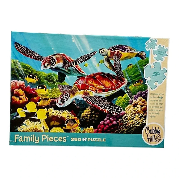 Cobble Hill Molokini Current Jig Saw Puzzle Family 350 Pieces Turtles New Sealed - Picture 1 of 8